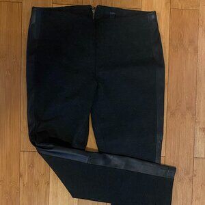 J. Crew pants with leather tuxedo stripe, size 8, black